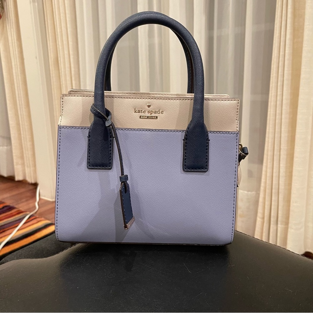 Kate Spade Blue Colorblock Top Handle Purse with Crossbody Strap